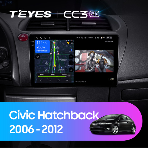 Teyes CC3 2K Honda Civic Hatchback (Left hand drive) 2006-2012 9" Штатна магнітола