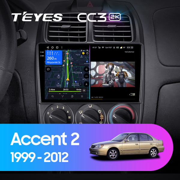 Teyes CC3 2K Hyundai Accent II 2 LC2 1999-2012 9" Штатна магнітола
