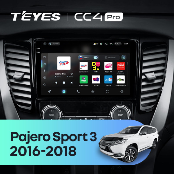 Штатна магнітола Teyes CC4 Pro 12+256 Gb Mitsubishi Pajero Sport 3 2016-2018 9" 2k