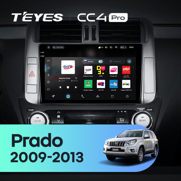 Штатна магнітола Teyes CC4 Pro 12+256 Gb Toyota Land Cruiser Prado 150 2009-2013 (A) 9" 2k
