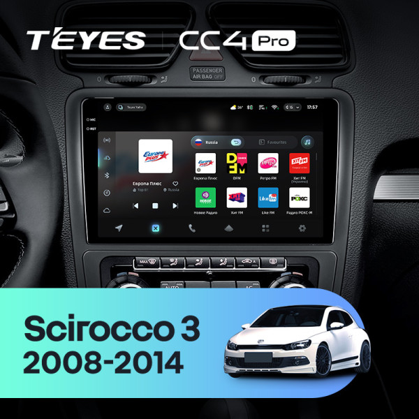 Штатна магнітола Teyes CC4 Pro 12+256 Gb Volkswagen Scirocco 3 III Mk3 2008-2014 (F1) 9" 2k Штатна магнітола Teyes CC4 Pro 12+256 Gb Volkswagen Scirocco 3 III Mk3 2008-2014 (F1) 9" 2k