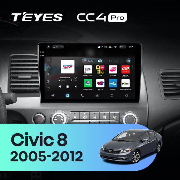 Штатна магнітола Teyes CC4 Pro 12+256 Gb Honda Civic 8 FK FN FD 2005-2012 10" 2k