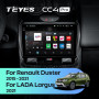 Штатна магнітола Teyes CC4 Pro 12+256 Gb Renault Duster (F2) 2015-2021 / LADA Largus 2021 9" 2k (L1)