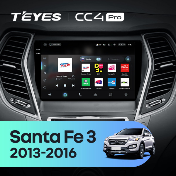 Штатна магнітола Teyes CC4 Pro 8+128 Gb Hyundai Santa Fe 3 2013-2016 (A) 9" 2k