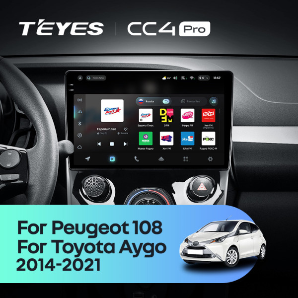Штатна магнітола Teyes CC4 Pro 12+256 Gb Peugeot 108 For Toyota Aygo B40 2014-2021 (F1) 10" 2k (L1)