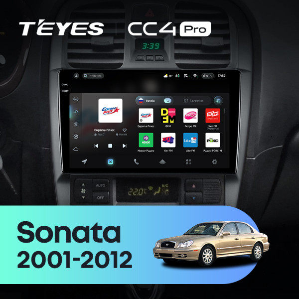 Штатна магнітола Teyes CC4 Pro 8+128 Gb Hyundai Sonata EF 2001-2012 9" 2k