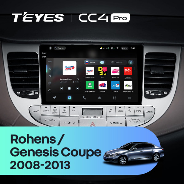 Штатна магнітола Teyes CC4 Pro 8+128 Gb Hyundai Rohens Genesis (F1) 2008-2013 9" 2k (L1)