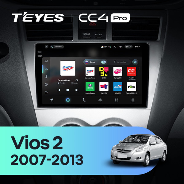 Штатна магнітола Teyes CC4 Pro 8+128 Gb Toyota Vios 2 2007-2013 9" 2k