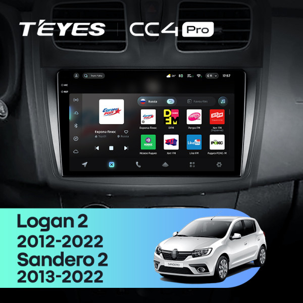 Штатна магнітола Teyes CC4 Pro 8+128 Gb Renault Logan 2 2012-2022 Sandero 2 2013-2022 (F1) (B) 9" 2k (L1)