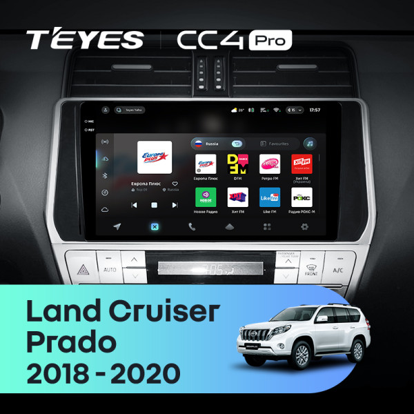 Штатна магнітола Teyes CC4 Pro 8+128 Gb Toyota Land Cruiser Prado 150 2018-2020 10" 2k