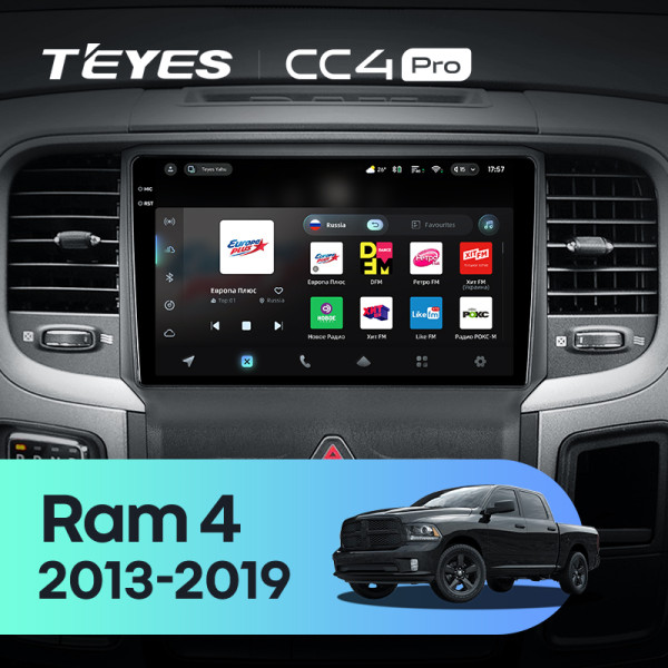 Штатна магнітола Teyes CC4 Pro 12+256 Gb Dodge RAM 1500 2500 3500 4500 5500 2013-2019 AT AC Black 9" 2k
