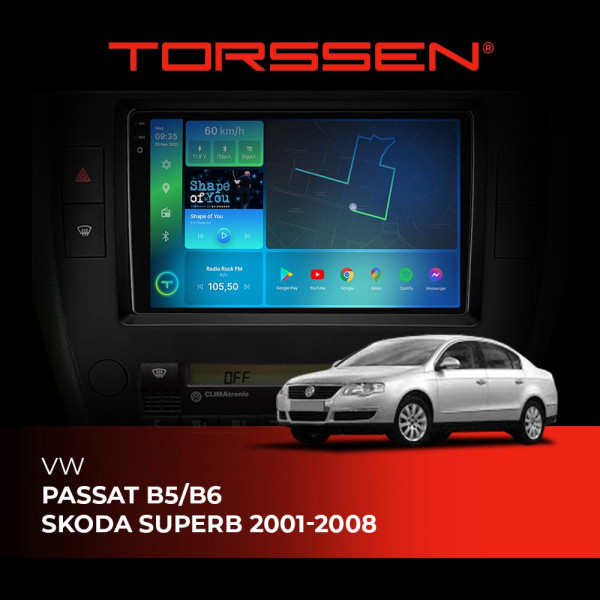 Штатна магнітола Torssen 2K VW Passat B5,Skoda Superb 01-08 F9232 4G Carplay DSP