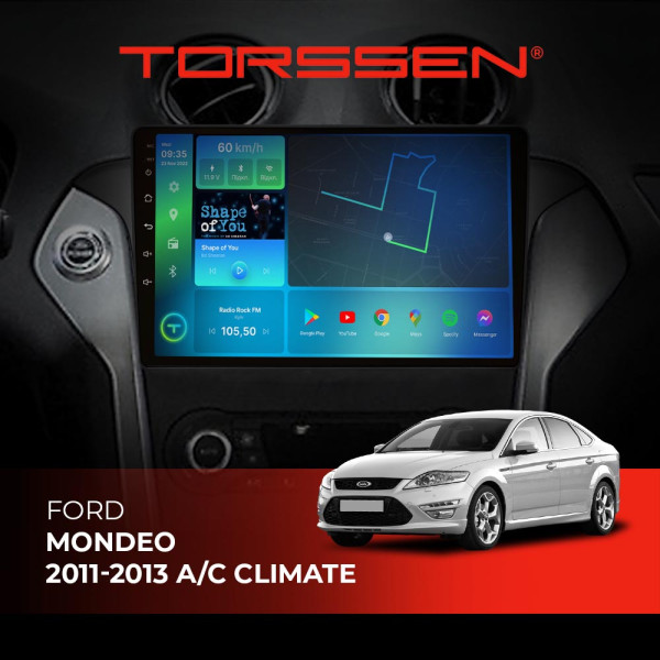 Штатна магнітола Torssen Ford Mondeo 11-13 A/C climate black F98256 4G Carplay DSP
