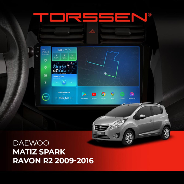 Штатна магнітола Torssen 2K Chevrolet Matiz / Spark / Ravon R2 2009-2016 FL9 4+64Gb 4G Carplay DSP