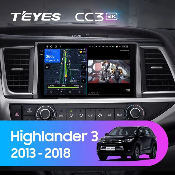 Teyes CC3 2K Toyota Highlander 3 XU50 2013-2018 10" Штатна магнітола