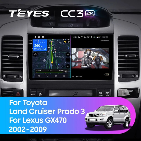 Teyes CC3 2K Toyota Land Cruiser Prado 3 J120 2004-2009 9" Штатна магнітола Teyes CC3 2K Toyota Land Cruiser Prado 3 J120 2004-2009 9" Штатна магнітола