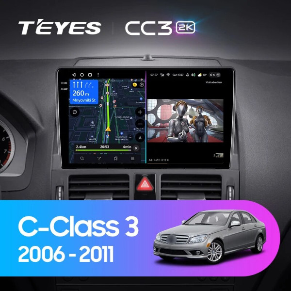 Teyes CC3 2K Mercedes Benz C Class 3 W204 S204 2006-2011 9" Штатная магнитола