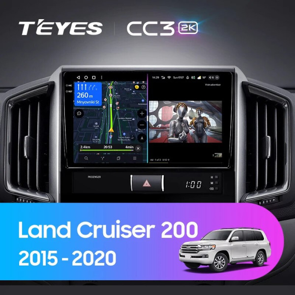 Teyes CC3 2K Toyota Land Cruiser 11 200 2015-2018 9" Штатна магнітола