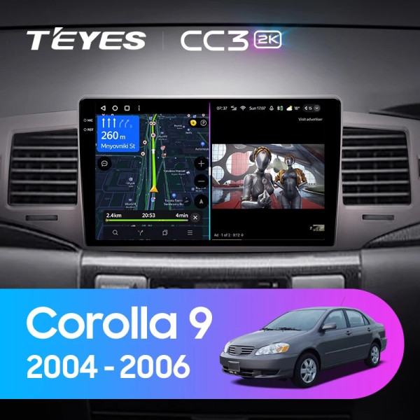 Teyes CC3 2K Toyota Corolla 9 E120 2004-2006 9" Штатна магнітола