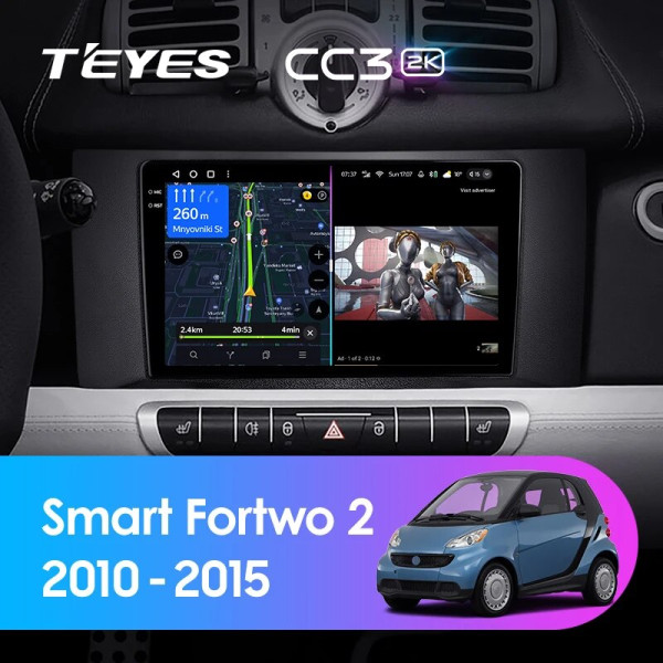 Teyes CC3 2K Mercedes Benz Smart Fortwo 2 2010-2015 9" Штатная магнитола