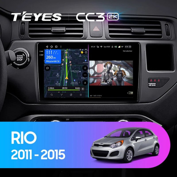 Teyes CC3 2K Kia RIO 4 K3 2011-2015 9" Штатна магнітола