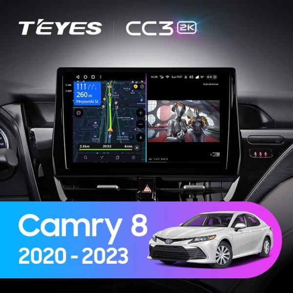 Teyes CC3 2K Toyota Camry VIII 8 XV70 (1 Din) 2020-2021 10" Штатна магнітола
