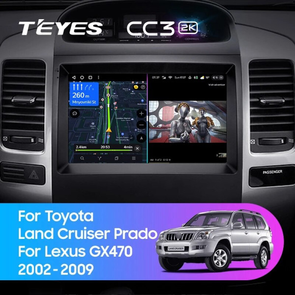 Teyes CC3 2K Toyota Land Cruiser Prado 120 2004-2009 9" Штатная магнитола