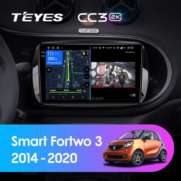Teyes CC3 2K Mercedes Benz Smart Fortwo 3 C453 A453 W453 2014-2020 9" Штатна магнітола