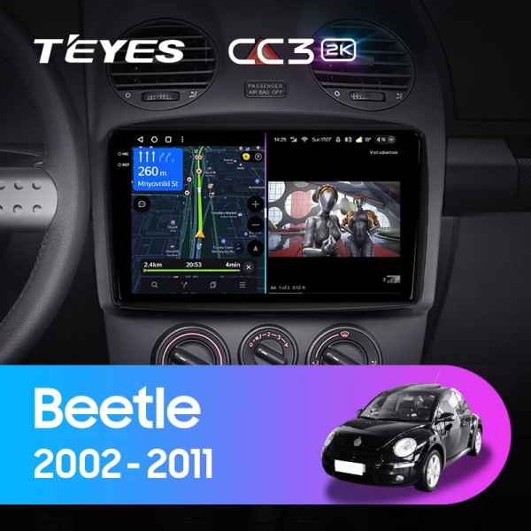 Teyes CC3 2K Volkswagen Beetle A4 2002 - 2011 9" Штатна магнітола Teyes CC3 2K Volkswagen Beetle A4 2002 - 2011 9" Штатна магнітола