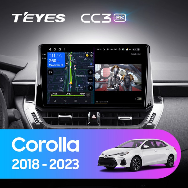 Teyes CC3 2K Toyota Corolla 12 (1 Din) 2018-2020 10" Штатна магнітола