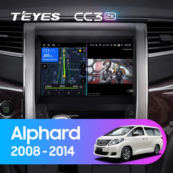 Teyes CC3 2K Toyota Alphard H20 2008-2014 9" Штатна магнітола