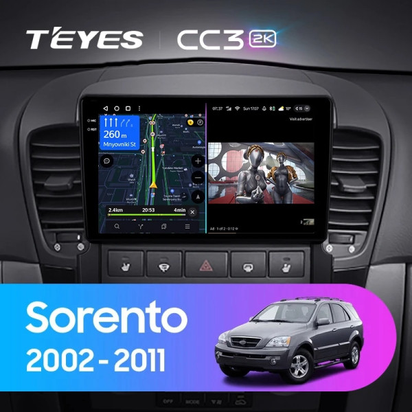 Teyes CC3 2K Kia Sorento BL 2002 - 2011 9" Штатная магнитола
