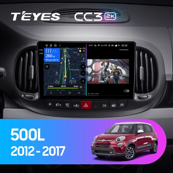 Teyes CC3 2K Fiat 500L (1 Din) 2012-2017 10" Штатная магнитола
