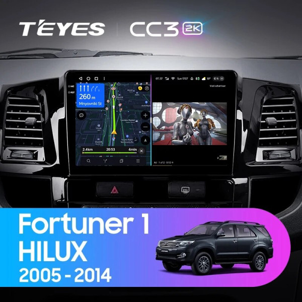 Teyes CC3 2K Toyota Fortuner 1 AN50 AN60 HILUX Revo Vigo 2005-2007 9" Штатна магнітола