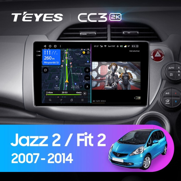 Teyes CC3 2K Honda Jazz 2 GG Fit 2 GE 2007 - 2014 10" Штатна магнітола
