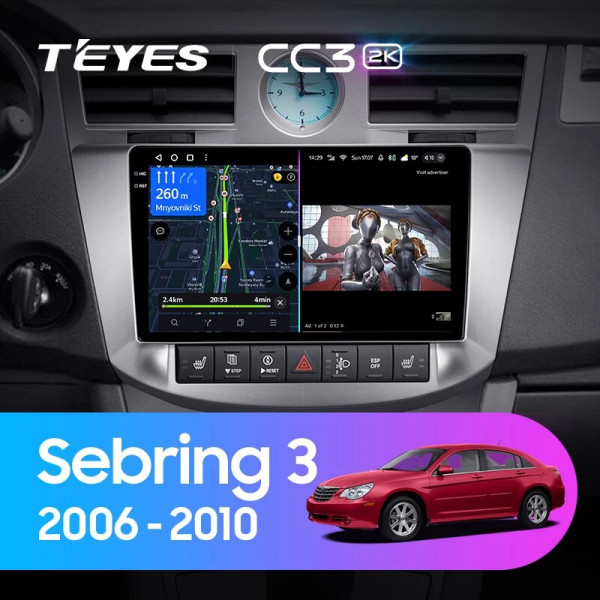 Teyes CC3 2K Chrysler Sebring 3 JS 2006-2010 9" Штатна магнітола