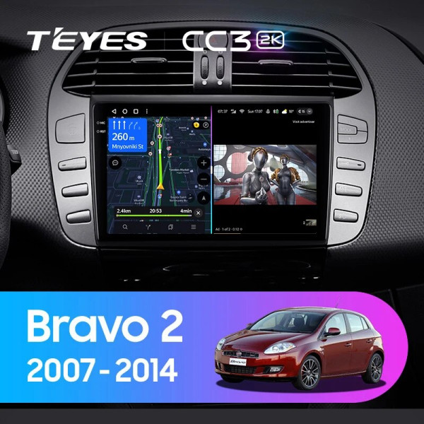 Teyes CC3 2K Fiat Bravo 198 2 II 2007-2014 9" Штатная магнитола
