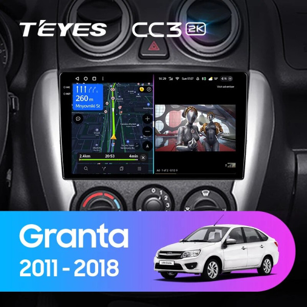 Teyes CC3 2K LADA Granta Sport (1 Din) 2011-2018 B 9" Штатна магнітола