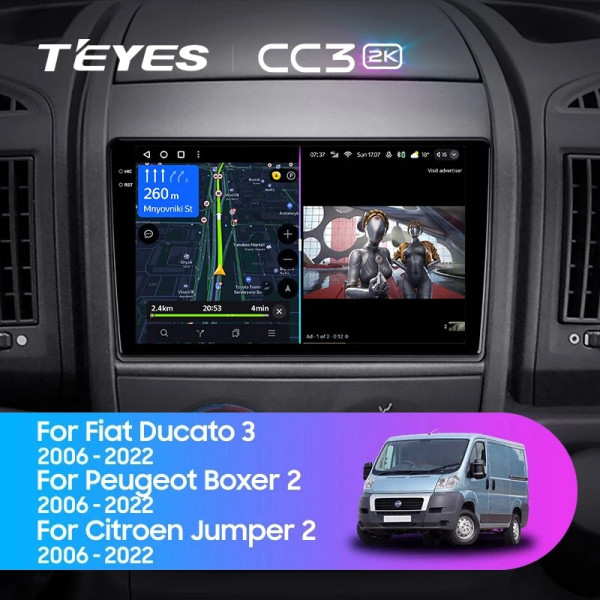 Teyes CC3 2K Fiat Ducato 3, Peugeot Boxer 2, Citroen Jumper 2 2006-2022 9" Штатная магнитола
