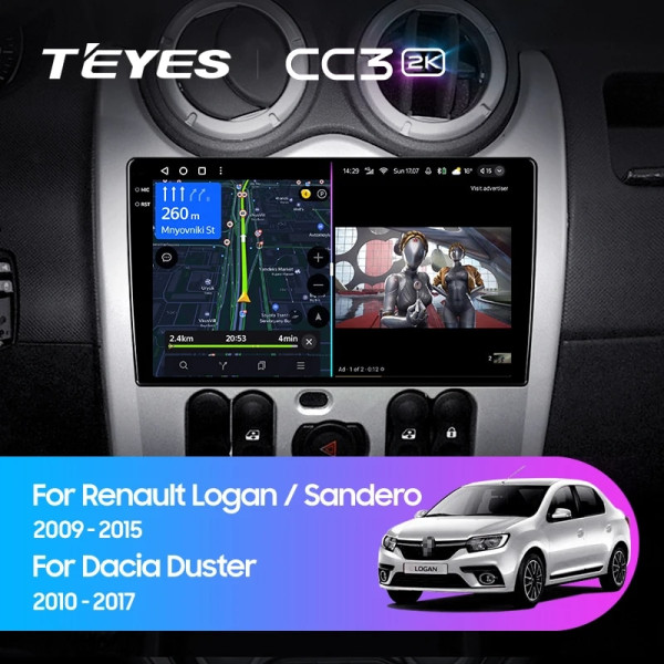 Teyes CC3 2K Renault Logan 1 2010-2016 (CAN BUS) 9" Штатна магнітола