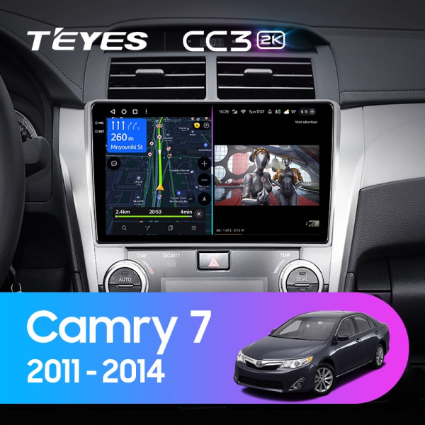 Teyes CC3 2K Toyota Camry 7 XV 50 55 Middle East 2012-2014 10" Штатна магнітола