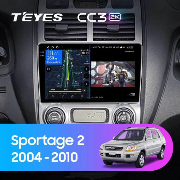 Teyes CC3 2K Kia Sportage 2 2004-2010 9" Штатная магнитола