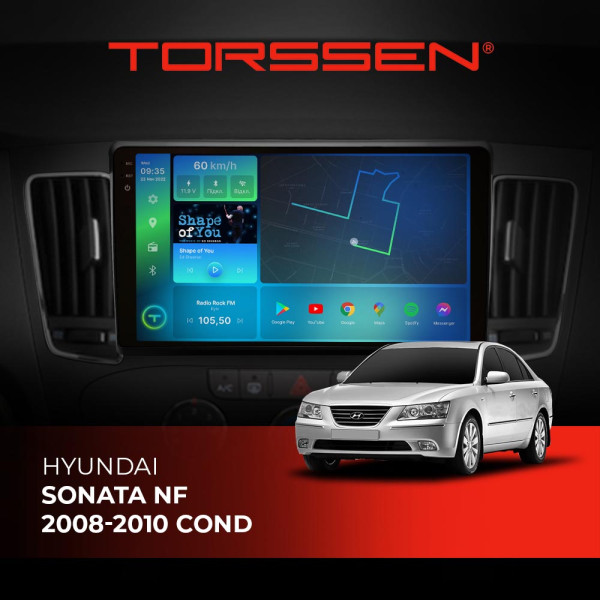 Штатна магнітола Torssen 2K Hyundai Sonata NF 08-10 cond FL9 4+64Gb 4G Carplay DSP