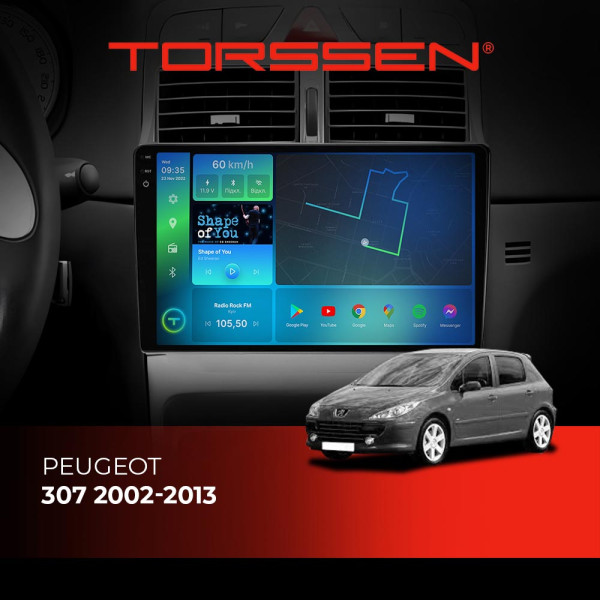 Штатна магнітола Torssen 2K Peugeot 307 02-13 FL9 4+64Gb 4G Carplay DSP