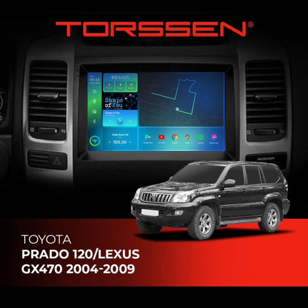 Штатна магнітола Torssen 2K Toyota Prado 120/Lexus GX470 04-09 FL9 4+64Gb 4G Carplay DSP