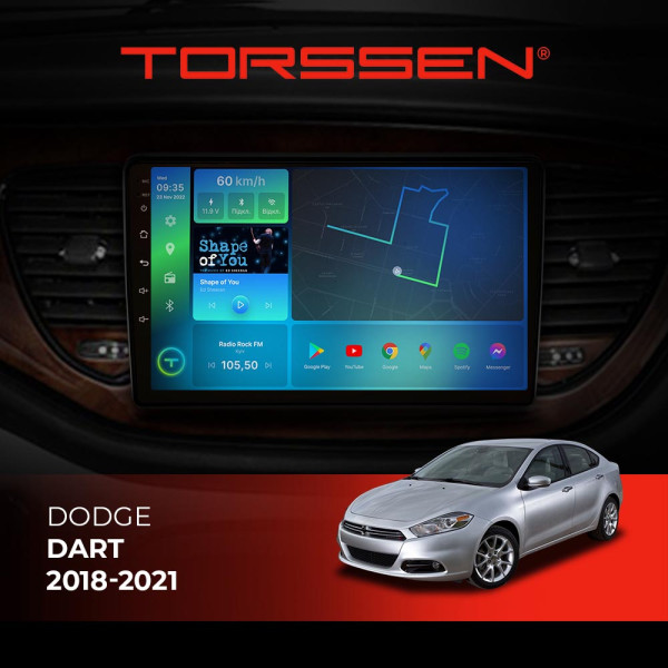 Штатна магнітола Torssen Dodge Dart 2018-2021 FL9 4+64Gb 4G Carplay DSP Штатна магнітола Torssen Dodge Dart 2018-2021 FL9 4+64Gb 4G Carplay DSP