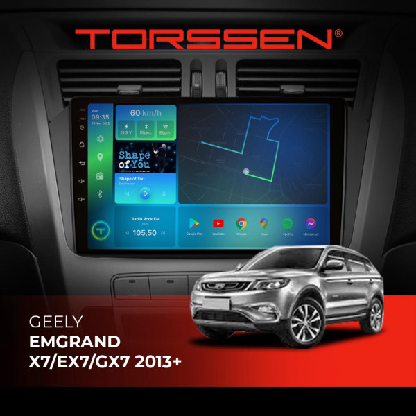 Штатна магнітола Torssen Geely Emgrand X7/EX7/GX7 2013+ FL9 4+64Gb 4G Carplay DSP Штатна магнітола Torssen Geely Emgrand X7/EX7/GX7 2013+ FL9 4+64Gb 4G Carplay DSP