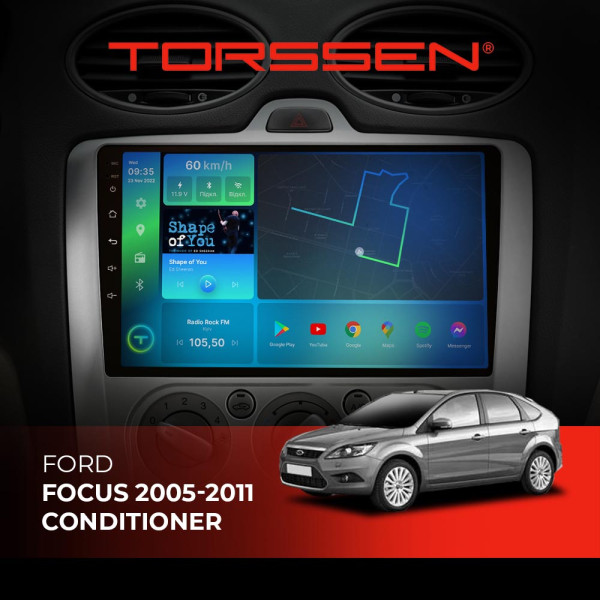 Штатна магнітола Torssen Ford Focus 05-11 conditioner FL9 4+64Gb 4G Carplay DSP Штатна магнітола Torssen Ford Focus 05-11 conditioner FL9 4+64Gb 4G Carplay DSP