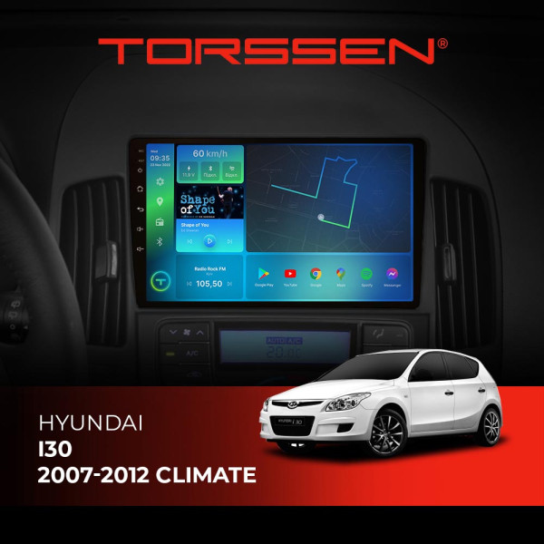 Штатна магнітола Torssen Hyundai i30 2007-2012 climate FL9 4+64Gb 4G Carplay DSP
