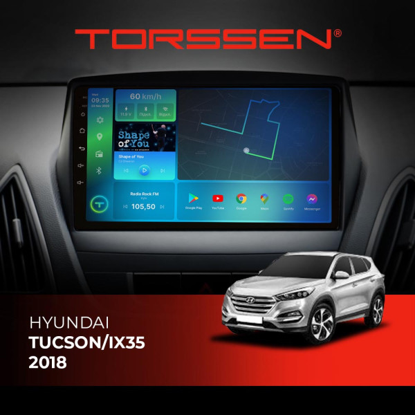 Штатна магнітола Torssen Hyundai Tucson/IX35 18- FL9 4+64Gb 4G Carplay DSP